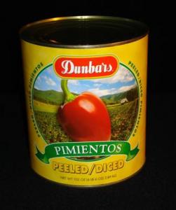 Moody Dunbar Diced Peeled Pimiento - no.10 can, 6 cans per case