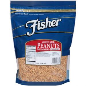 Fischer, Dry Roasted Unsalted Granulated Peanuts, 32 oz, 3 / case
