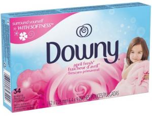 Downy April Fresh Fabric Softener Dryer Sheet, 34 count per pack - 12 per case.