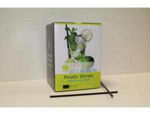 Goldmax Plastic Black Unwrapped Sip and Stirrer Straw, 5.5 inch - 10000 per case.