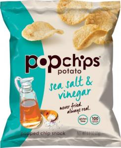 Popchips Sea Salt and Vinegar popped Potato Chips, 0.8 Ounce - 24 per case.