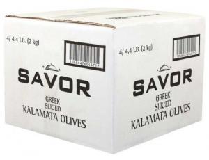 Savor Imports Greek Sliced Kalamata Olives, 2 Kilogram - 4 per case.