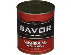 Savor Imports Mushroom Pieces and Stems, Number 10 Can - 6 per case.