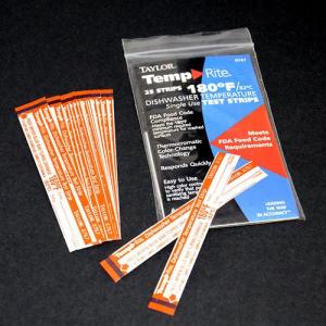 Taylor Dishwasher Temperature Test Strip - 25 per pack - 12 packs per case.