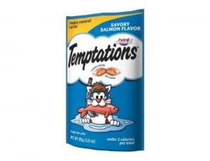 Whiskas Temptations Savory Salmon Flavor Treat for Cat, 3 Ounce Peg - 12 per case.