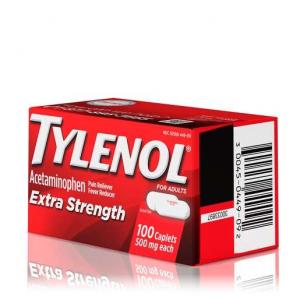 Tylenol Johnson & Johnson Extra Stregth Acetaminophen Caplets 100 count (PACK OF 48)