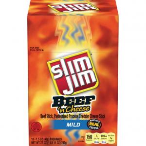 Conagra Grocery Slim Jim Mild Beef N Cheese Stick 1.5 oz 18 count (PACK OF 6)