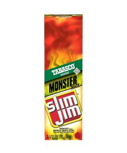 Slim Jim Monster Smoked Meat Sticktabasco Flavor 1.94 oz 18 count (PACK OF 6)