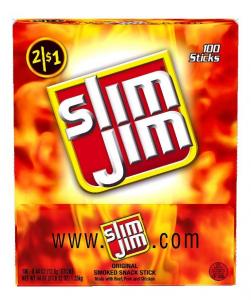 Slim Jim Conagra Dry Retail Original Stick 0.44 oz 4 count (PACK OF 100)