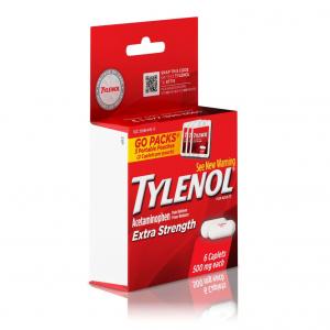 72 PACKS : Tylenol Extra Strength Caplets, 6 Count