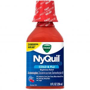 Vicks Nyquil Cherry Cold and Flu Relief Liquid 8 floz (PACK OF 12)