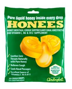 Honees Original Honey Menthol Cough Drops 20 count (PACK OF 12)