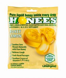 Honees Honey/Lemon Cough Drop Bags 20 count (PACK OF 12)