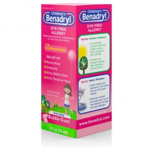 Benadryl Children's Dye Free Allergy Liquid Bubblegum 4fl oz (CASE OF 12 OF 3 PACK)