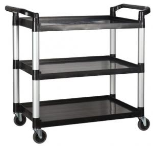 Winco Industries 3 Shelves 40"Wx20"Dx38"H Overall Black Bussing and Utility Cart 1 each (PACK OF 1)