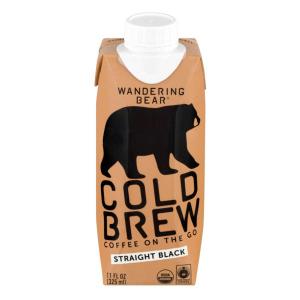 Wandering Bear Ready ORGANIC STRAIGHT BLACK COLD BREW COFFEE, 12 x 11 fl oz Case