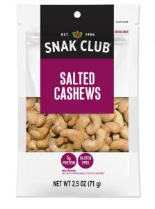 Snak Club 1721330 Century Snacks Salted Cashews (2.25 OZ, 6 Per Case)
