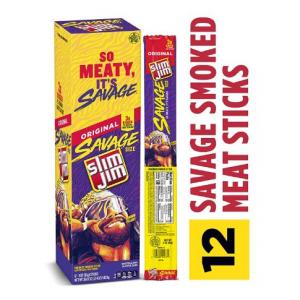 (Price/case)Slim Jim 2620014477 Meat Sticks Savage Original 6-12