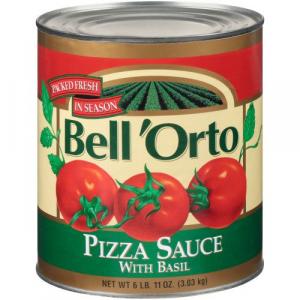 Bell Orto Pizza Sauce W/ Basil, 100% Fresh Tomatoes (107 Oz. Cans,  6 Per Case)