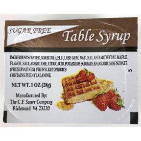 Cf Sauer Sugar Free Table Syrup 1 Oz Cup 100 Count