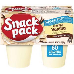 Snack Pack Sugar-Free Vanilla Pudding Cups, 4 Count, 12 Pack