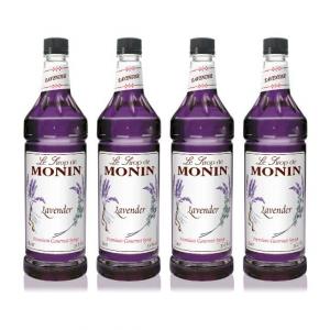 Monin - Lavender Syrup, Aromatic And Floral, Natural Flavors, Great For Cocktails, Lemonades, And Sodas, Vegan, Non-Gmo, Gluten-Free (1 Liter, 4-Pack)