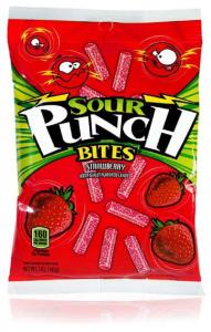 Sour Punch Bites, Sweet Strawberry Fruit Flavor,Soft & Chewy Candy, 5 Ounce Bag, Pack Of 12
