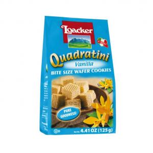 Loacker Quadratini Vanilla Bite Size Wafer Cookie 125 Gram (4.41 OZ, 6 Per Case0