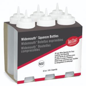 Tablecraft 32 Oz Clear Polyethylene Widemouth Squeeze Bottle - 3
