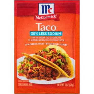 Mccormick Taco Seasoning Less Sodium, 1Oz. (Pack Of 12)