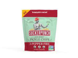 Suckerpunch Gourmet 3 Pepper Fire Pickle Chip Pouch, 3.4Oz./Pouch (Pack Of 12)