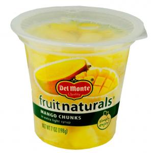 Del Monte Fruit Naturals Mango Chunks in Extra Light Syrup, 7 Ounce Cup - 12 per case.