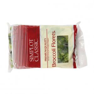 Simplot Broccoli Florets - 2 lb. poly wrap packages, 12 packages per case.