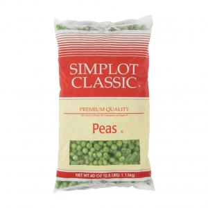 Simplot Peas - 40 oz. package, 12 packages per case