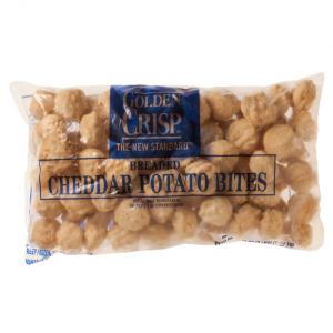 Golden Crisp Breaded Cheddar Potato Bites, Bite-Size Round Shape (3 lbs, 4/Case)