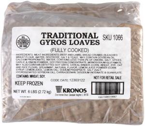 Kronos FrOZen Fully Cooked Gyrocone Traditional Beef & Lamb Loaf (6 lbs, 4 Pks)