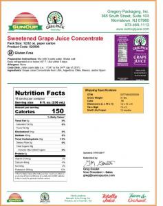 Suncup Grape Juice Concentrate - 3 Plus 1 Sweetened Grape (32 Fl.Oz, 12 Count)