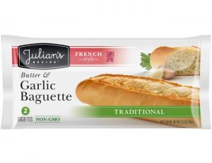 Julians Butter and Garlic Traditional Baguette, 12.35 Ounce - 12 per case.