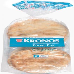 Kronos FrOZen Flat Bread White Authentic Pocket Pita, 6 Inch, 120 Per Case