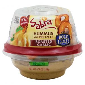Sabra Garlic Hummus with Pretzel, 3.5 Ounce - 12 per case.