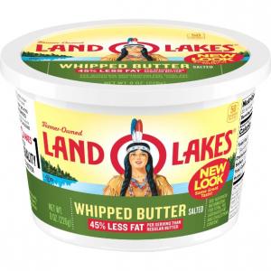 Land O Lakes Salted Whipped Butter Tub, 8 Ounce - 12 per case.