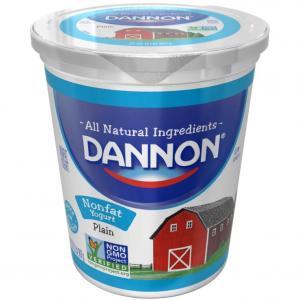 Dannon All Natural Quart Plain Nonfat Yogurt, 32 Ounce - 6 per case.