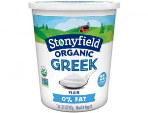 Stonyfield Farm Organic Greek Nonfat Smooth and Creamy Plain Yogurt, 32 Ounce - 6 per case.