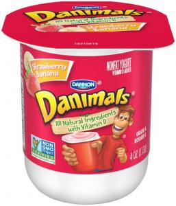 Danimals Strawberry Banana Nonfat Yogurt , 4 Ounce Cup -- 48 per