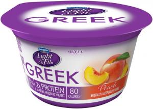 Light and Fit Greek Peach Nonfat Yogurt, 5.3 Ounce - 12 per case.