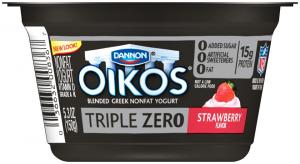 Oikos Triple Zero Strawberry Greek Yogurt, 5.3 Ounce - 12 per case.