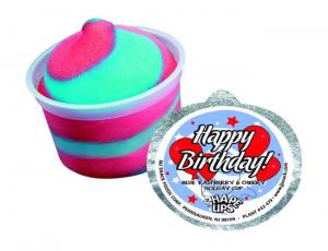 Shape Ups Holiday Theme Blue Raspberry and Cherry Happy Birthday Cups - 96 per case.