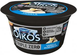 Oikos Triple Zero Blended Greek Nonfat Yogurt, Vanila Falvor (5.3 Oz, 12/Case)