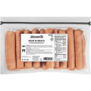 Johnsonville 4:1 Precooked Beer Bratwurst, 5 Pound - 2 per case.