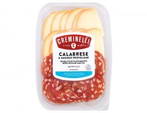 Creminelli Fine Meats Sliced Calabrese and Smoked Provolone, 2.2 Ounce - 12 per case.